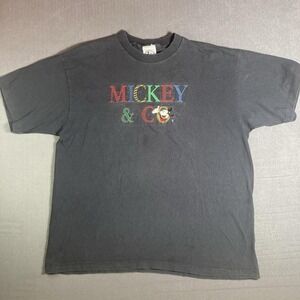 Vintage Mickey & Co Spellout T Shirt USA Made Size XL Mickey Mouse Black